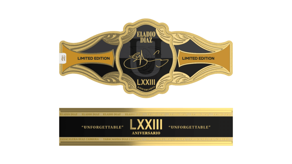Close-up of the cigar bands used on the Eladio Díaz 73rd Anniversary premium cigar release